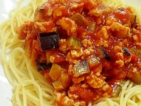 茄子のミートソーススパゲッティ